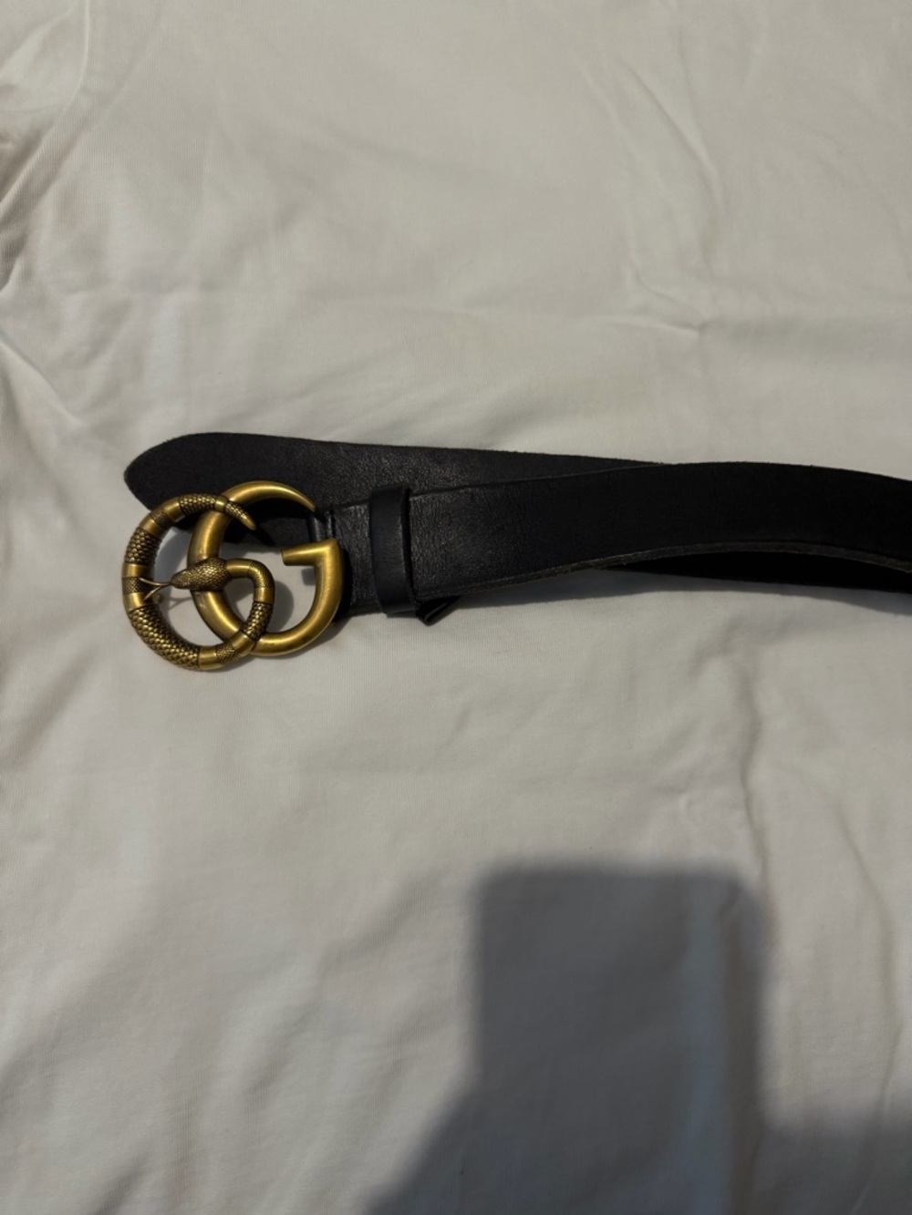 Gucci Men’s Double G Belt with Snake Buckle Adjustable - Black - Picture 4 of 7